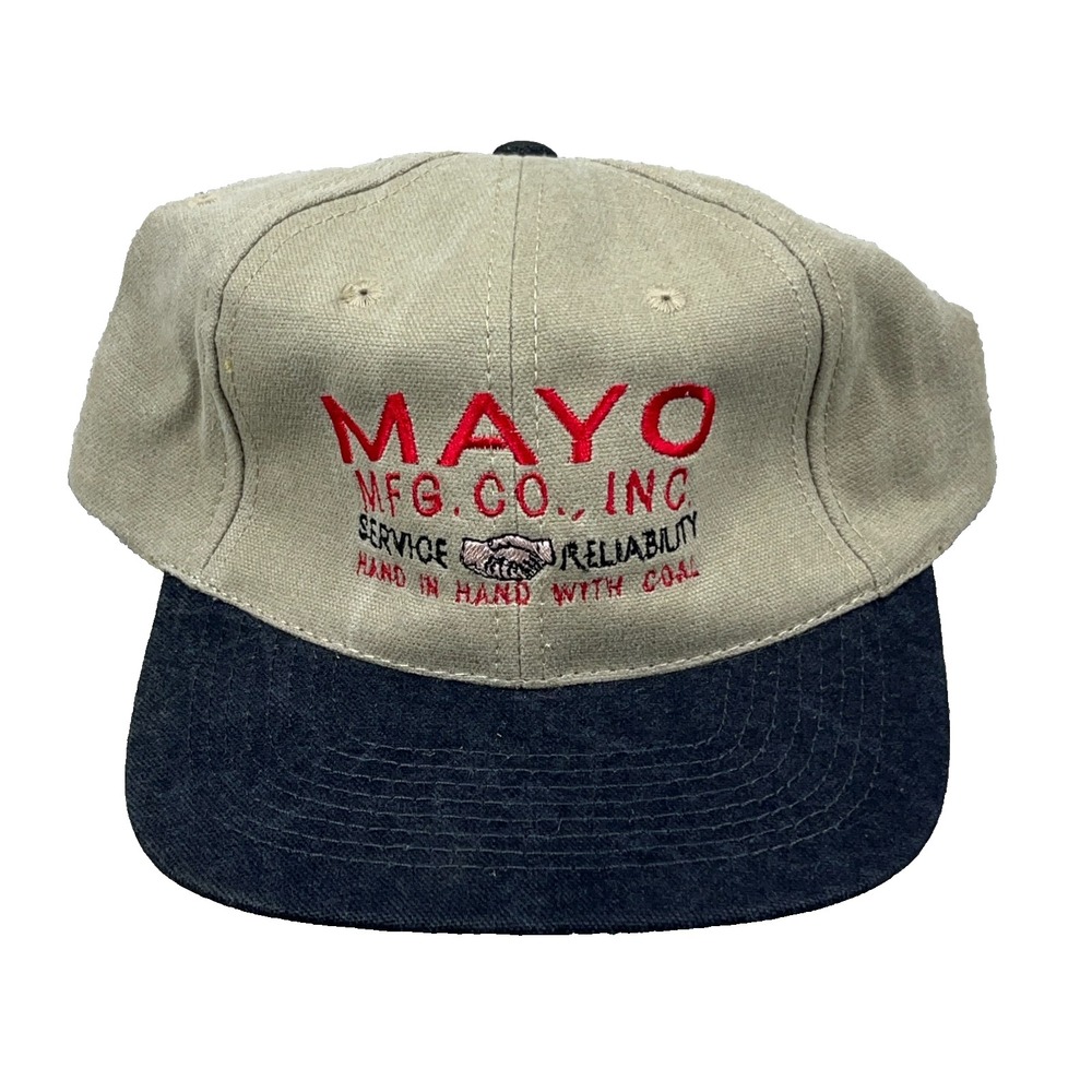 Vintage Mayo MFG Trucker Hat Cap 90s Coal Mine Mining Equipment Tan Black